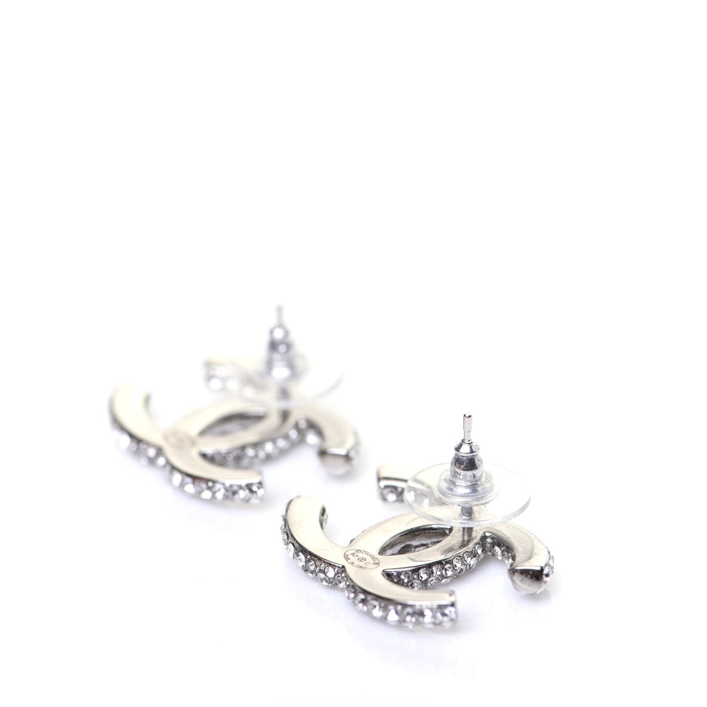 Crystal CC Treasure Chest Earrings Silver