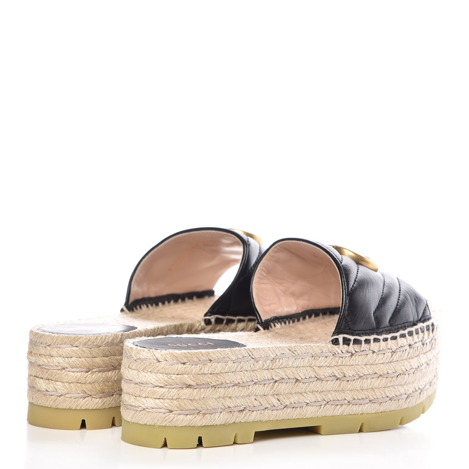 Gucci Nappa Matelasse GG Marmont Platform Espadrille Slide Sandals 36 Black 4 of 11