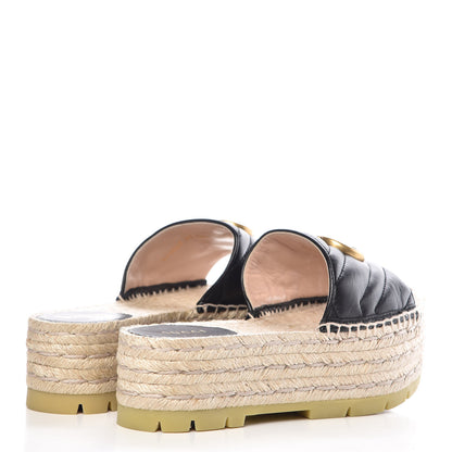 Gucci Nappa Matelasse GG Marmont Platform Espadrille Slide Sandals 36 Black 4 of 11