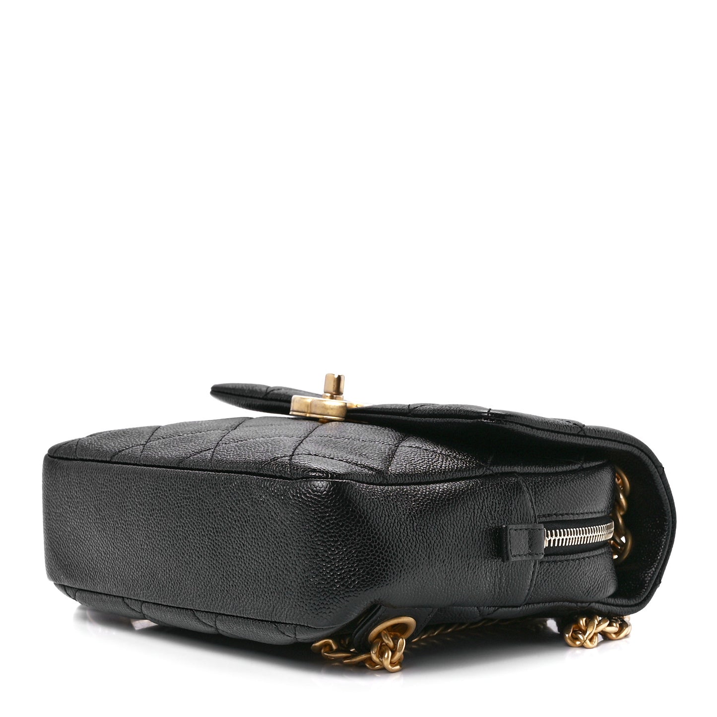 Shiny Caviar Quilted Chain Melody Backpack Black