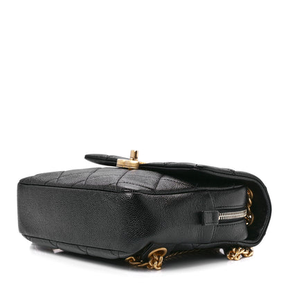 Chanel Shiny Caviar Quilted Chain Melody Backpack Black 9 of 11
