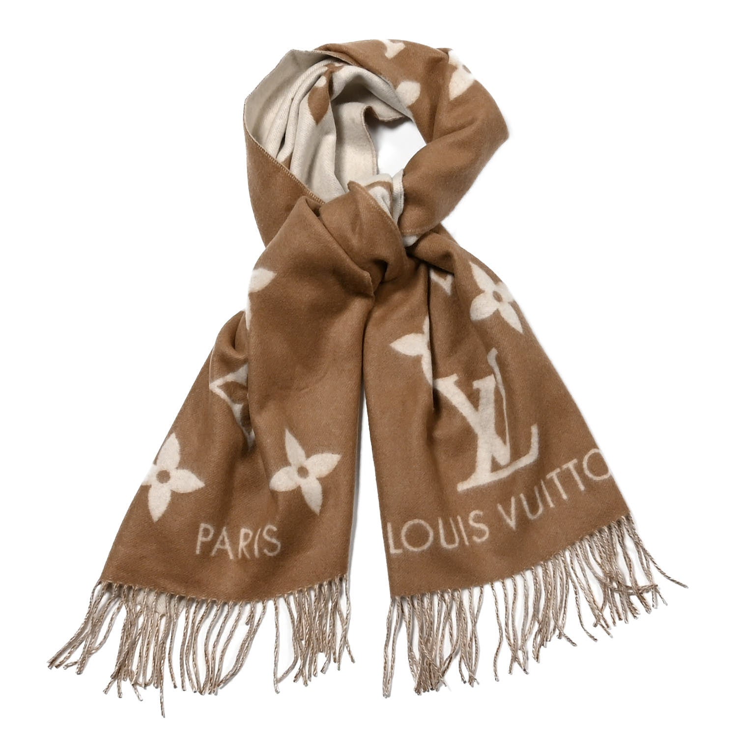 Louis Vuitton Cashmere Monogram Reykjavik Scarf Sable 1 of 4