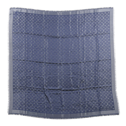 Louis Vuitton Silk Lurex Wool Monogram Shine Shawl Bleu Nuit 1 of 3