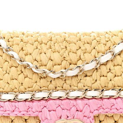 Chanel Raffia Chain Venice Beach Flap Bag Beige Pink 9 of 13