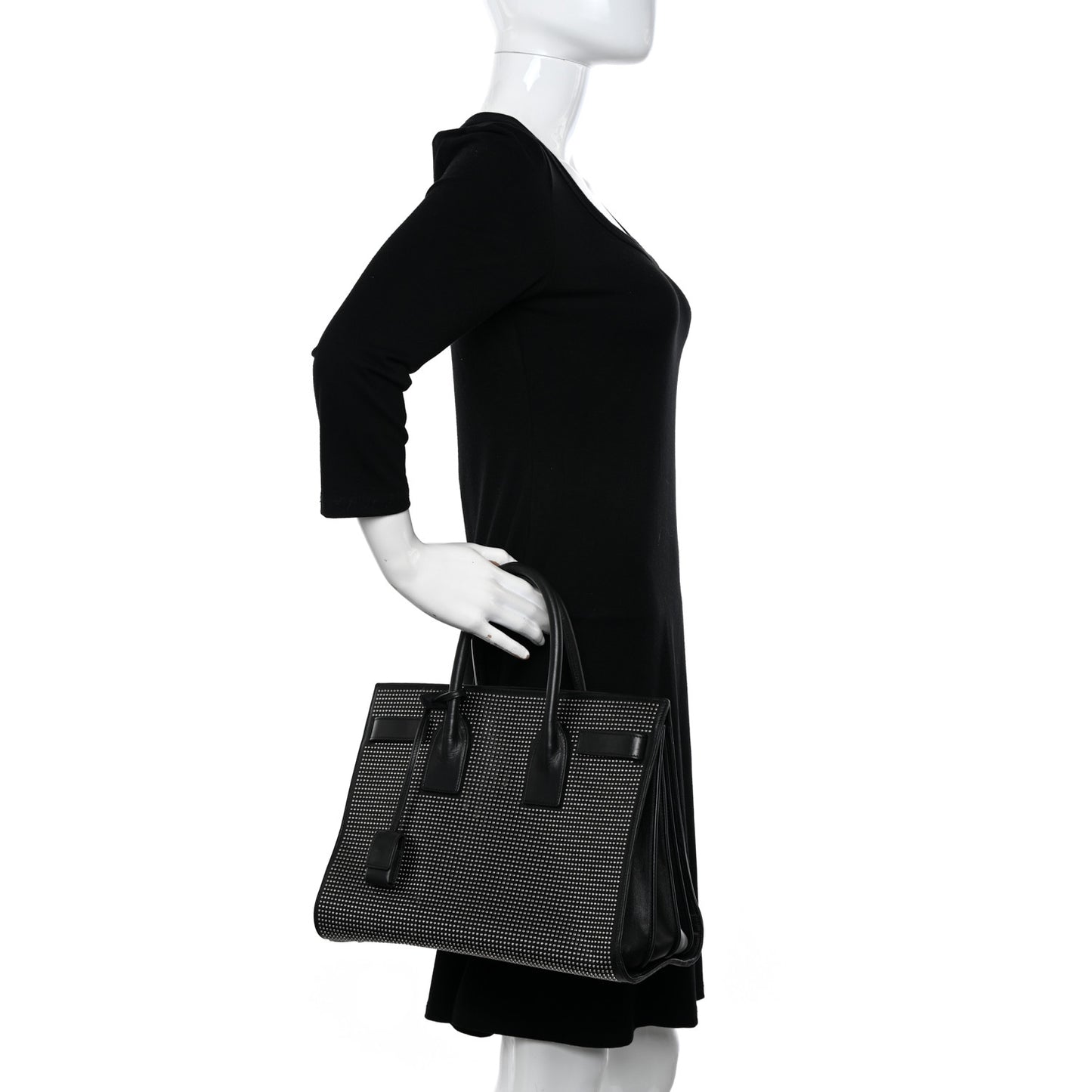 Calfskin Studded Small Sac De Jour Black