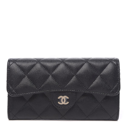 Chanel Caviar Quilted Medium Gusset Flap Wallet Black 1 of 9
