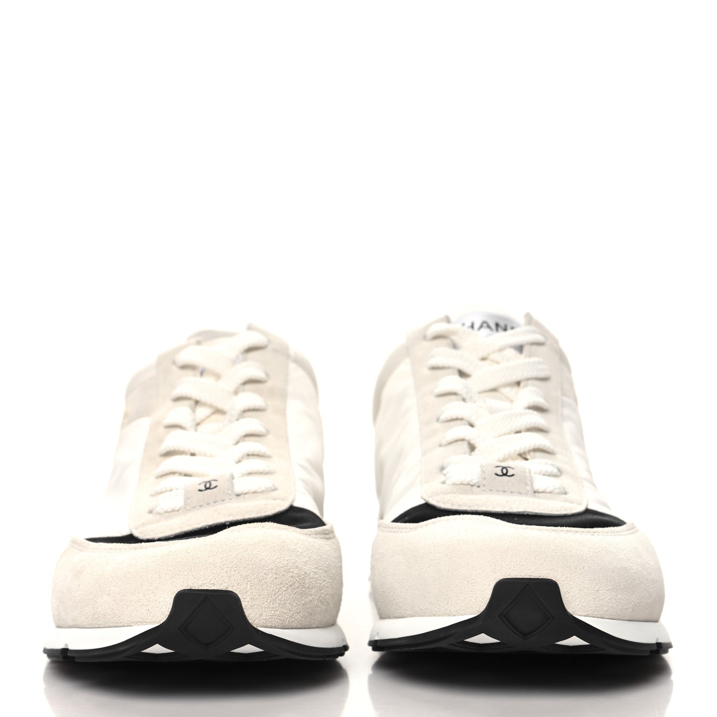 Nylon Suede Kidskin Calfskin Logo Sneaker 45 White Black
