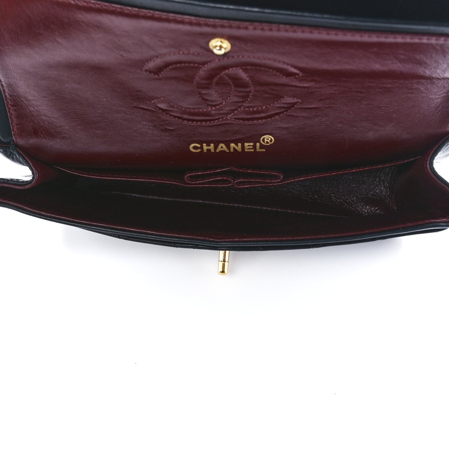 Lambskin Quilted Small Double Flap Black