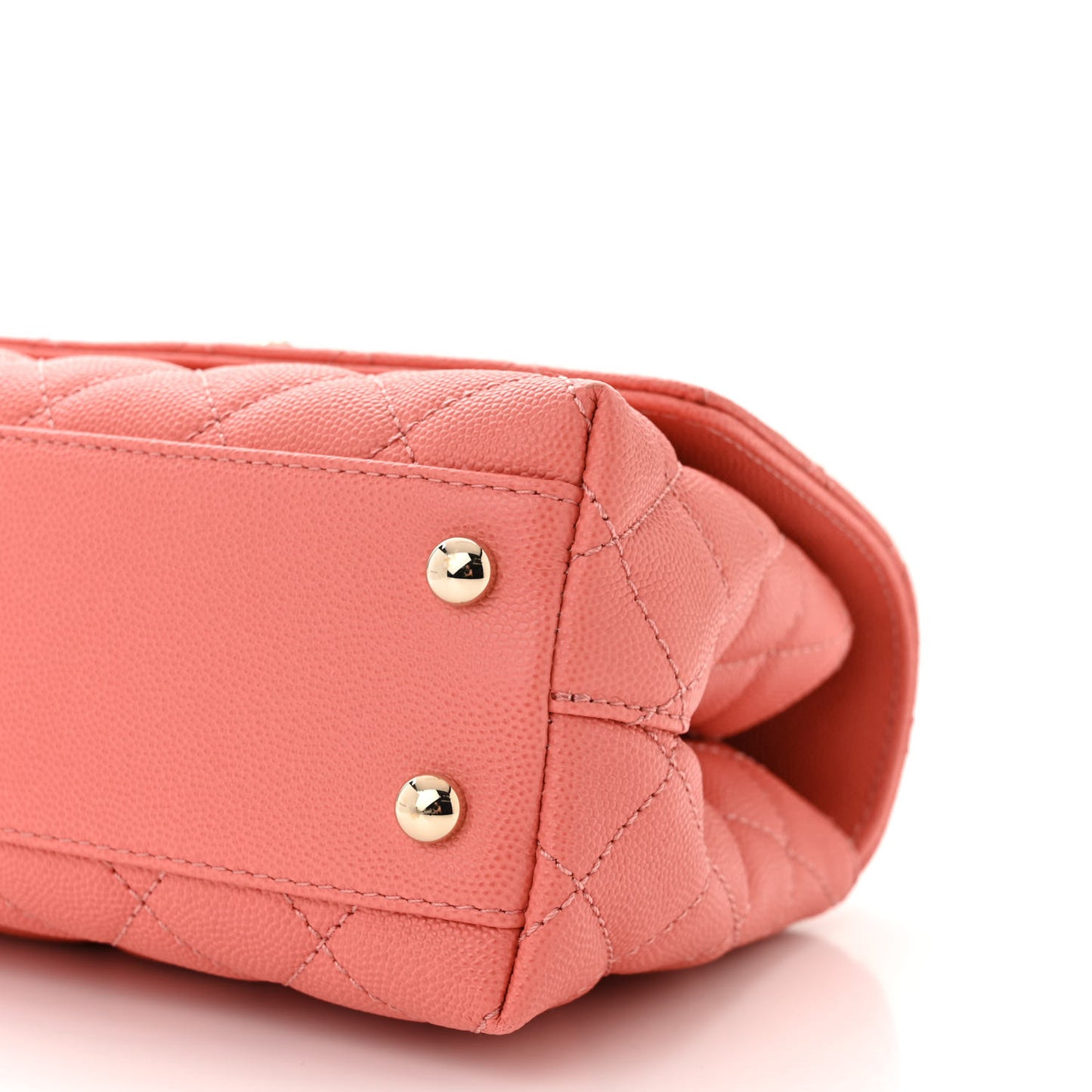 Caviar Quilted Mini Coco Handle Flap Coral