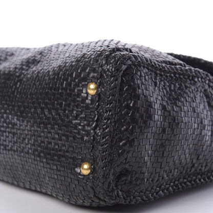 Prada Goatskin Woven Top Handle Satchel Black 7 of 14