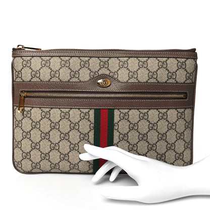 Gucci GG Supreme Monogram Large Ophidia Pouch Clutch Brown 2 of 7