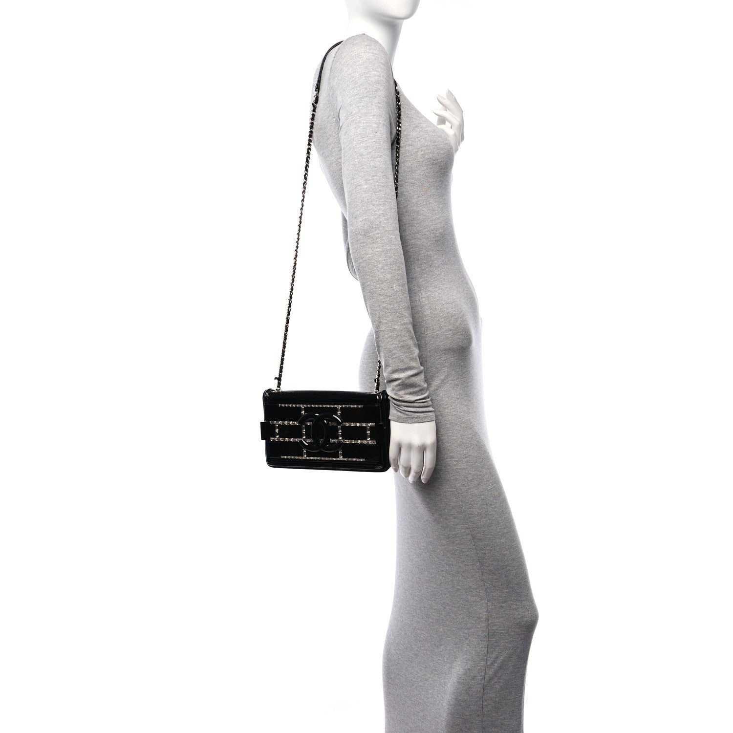 Chanel Plexiglass Patent Crystal Lego Brick Flap Black 2 of 11
