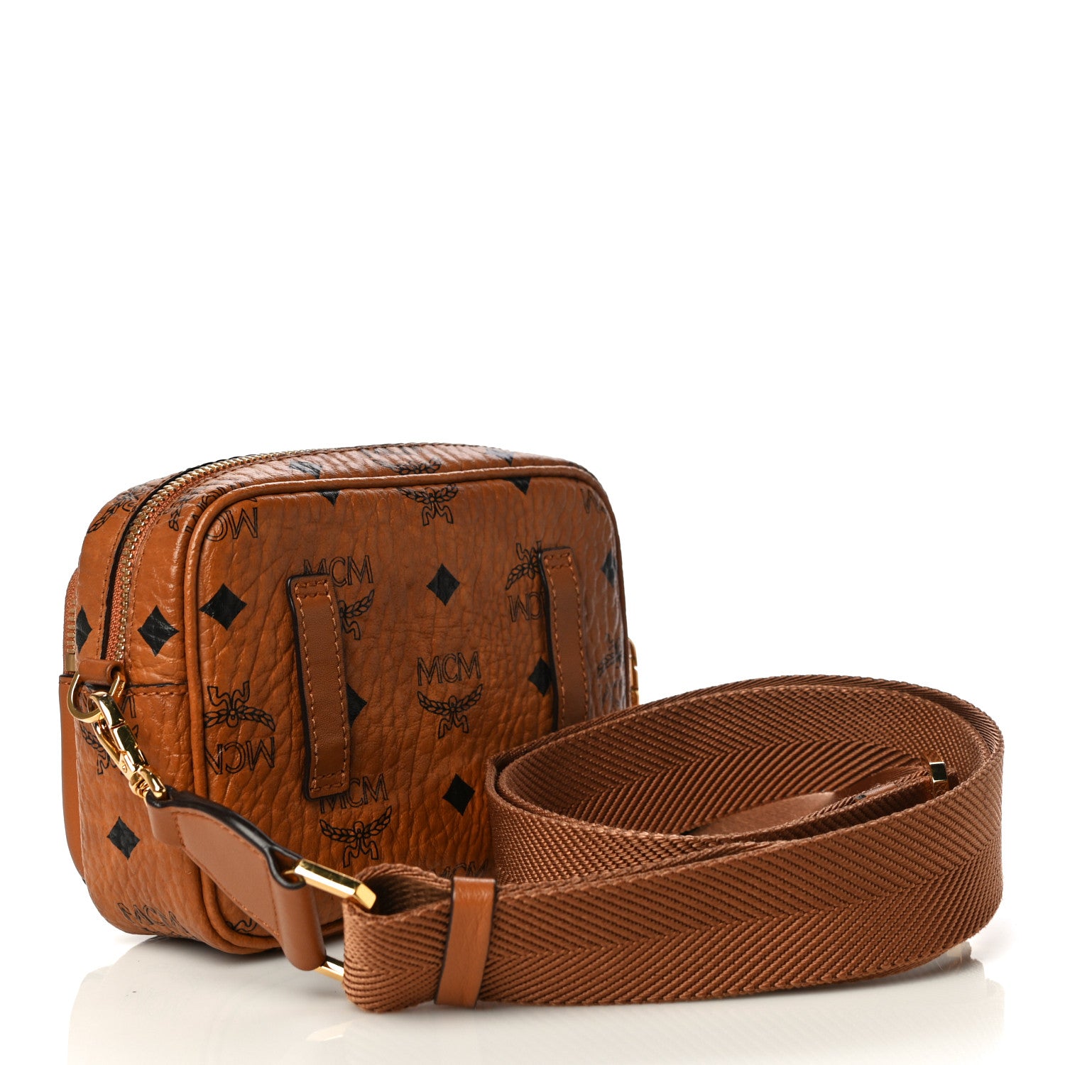 MCM Visetos Camera Crossbody Bag Cognac 2 of 11
