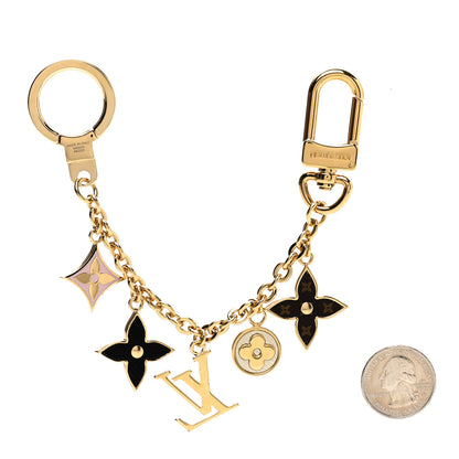Louis Vuitton Brass Enamel Fleur De Monogram Bag Charm Chain Gold 2 of 4