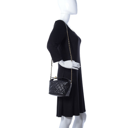 Chanel Lambskin Quilted Small Perfect Meeting Hobo Black 2 of 11