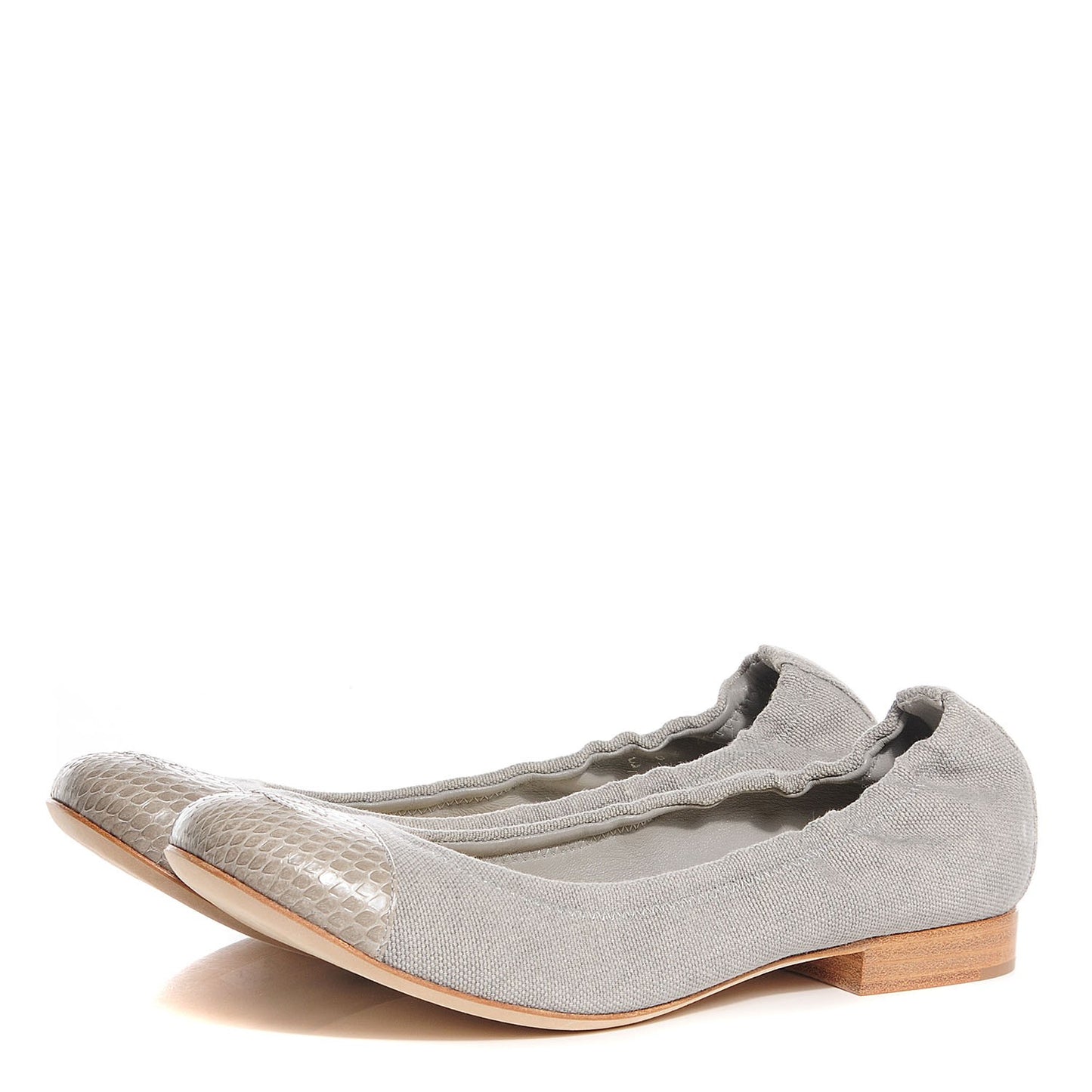 Toile Snakeskin Cap Toe CC Ballerina Flats 37.5 Grey