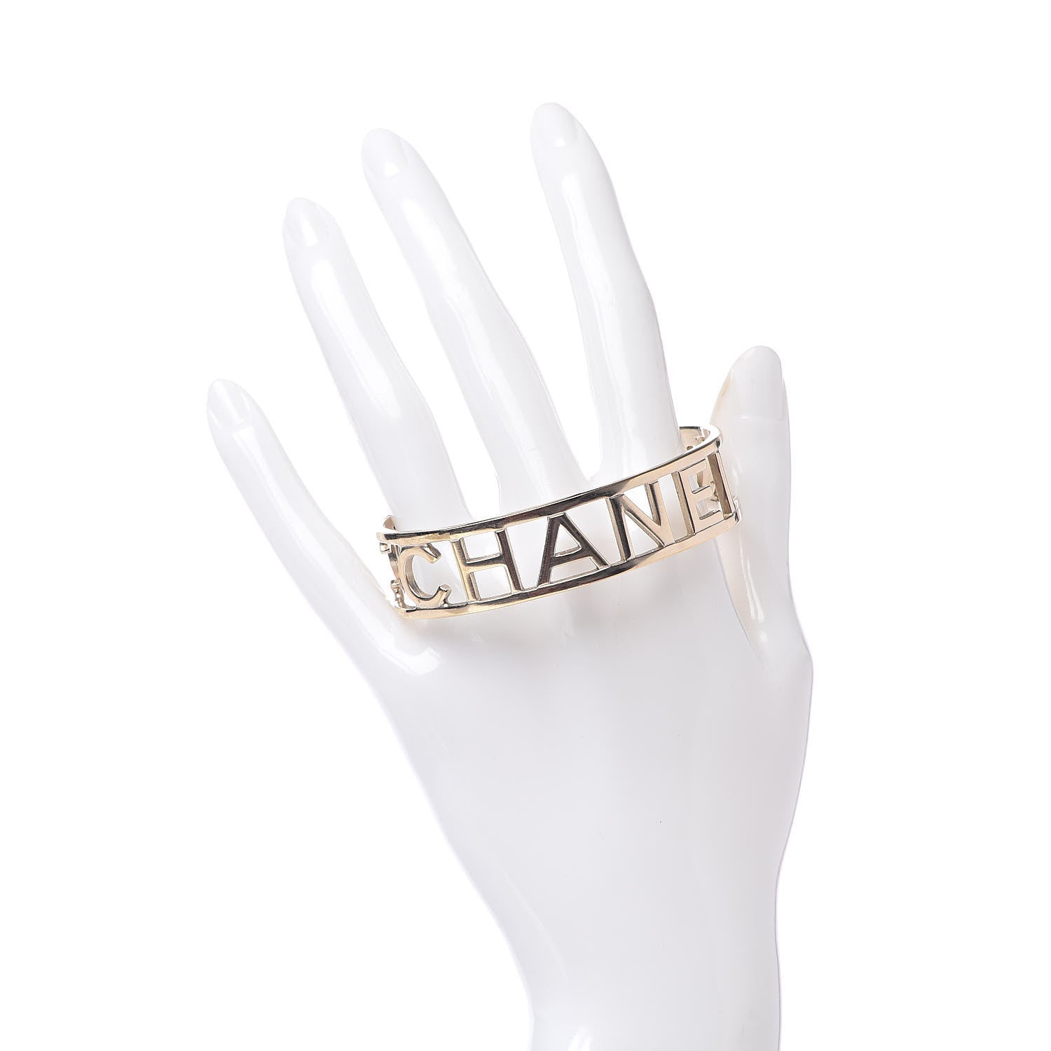 Chanel Metal Logo Cuff Gold 2 of 5