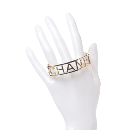 Chanel Metal Logo Cuff Gold 2 of 5