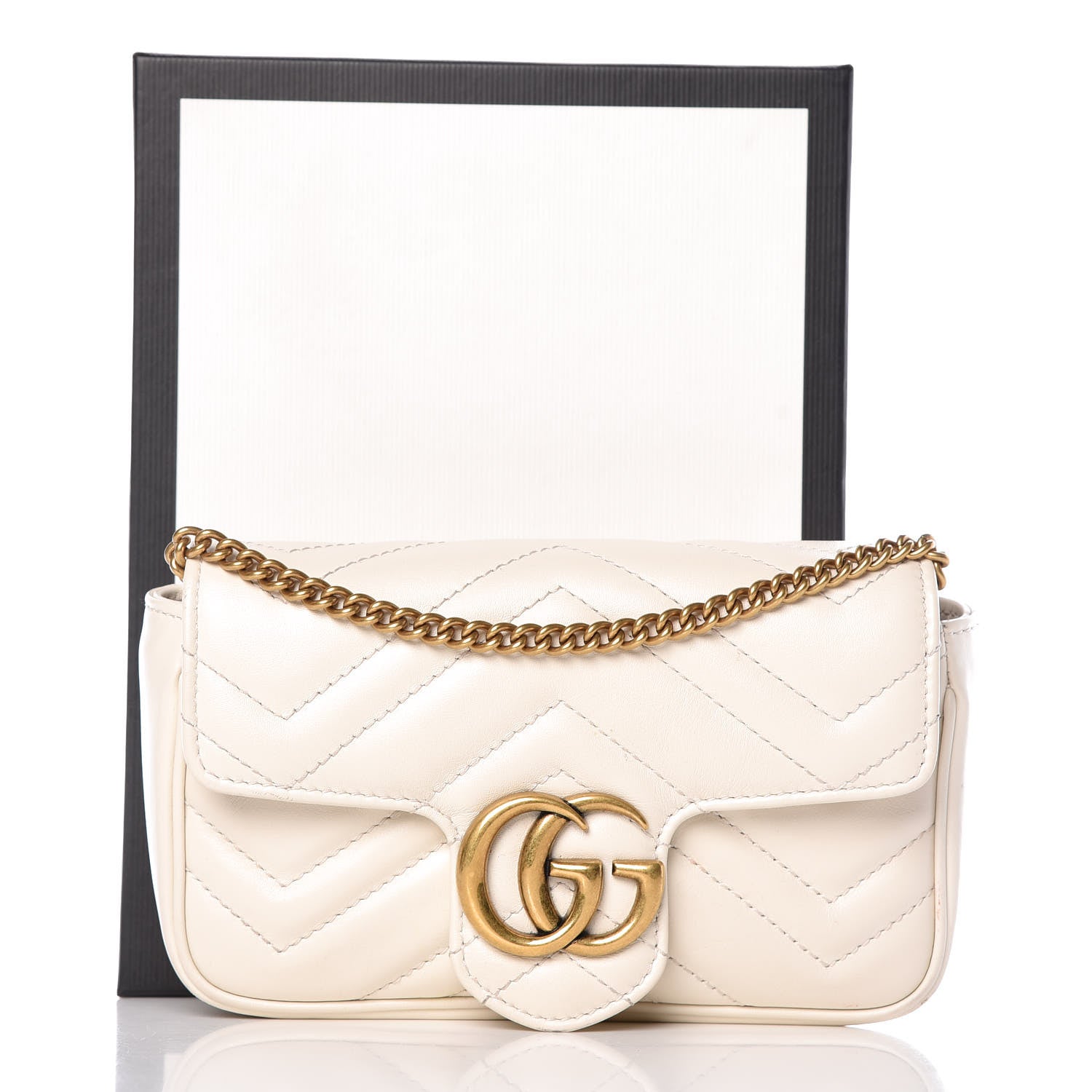 Gucci Calfskin Matelasse Super Mini GG Marmont Shoulder Bag White 13 of 13