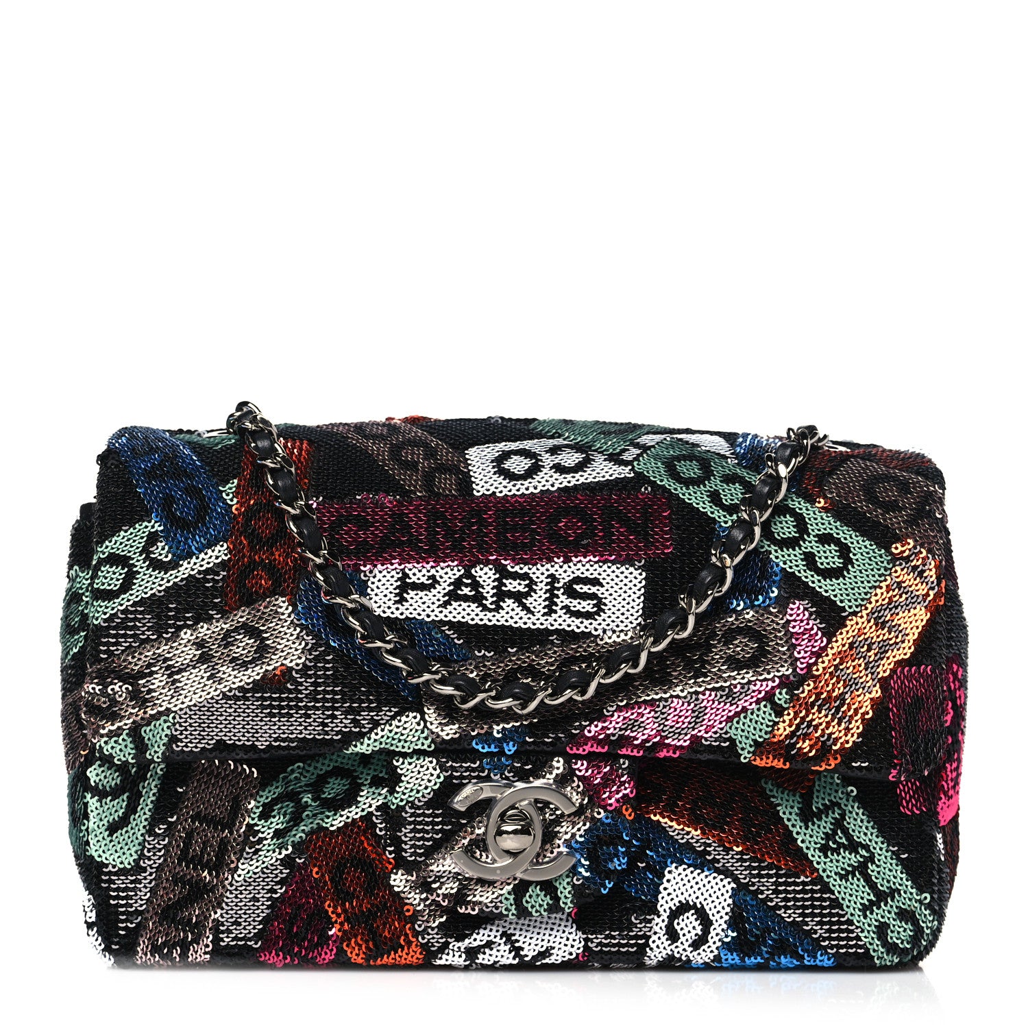 Chanel Sequin Logo Small Flap Ruthenium Multicolor 1 of 10