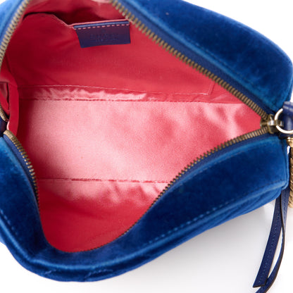 Gucci Velvet Matelasse Small GG Marmont Chain Shoulder Bag Cobalt 5 of 12