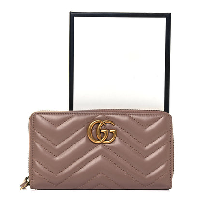 Gucci Calfskin Matelasse GG Marmont Zip Around Wallet Porcelain Rose 10 of 10