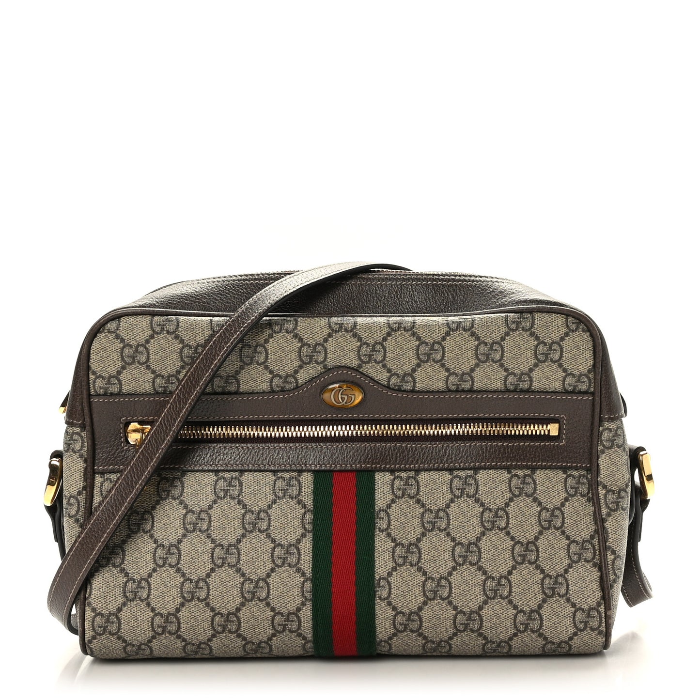 GG Supreme Monogram Web Small Ophidia Shoulder Bag Brown