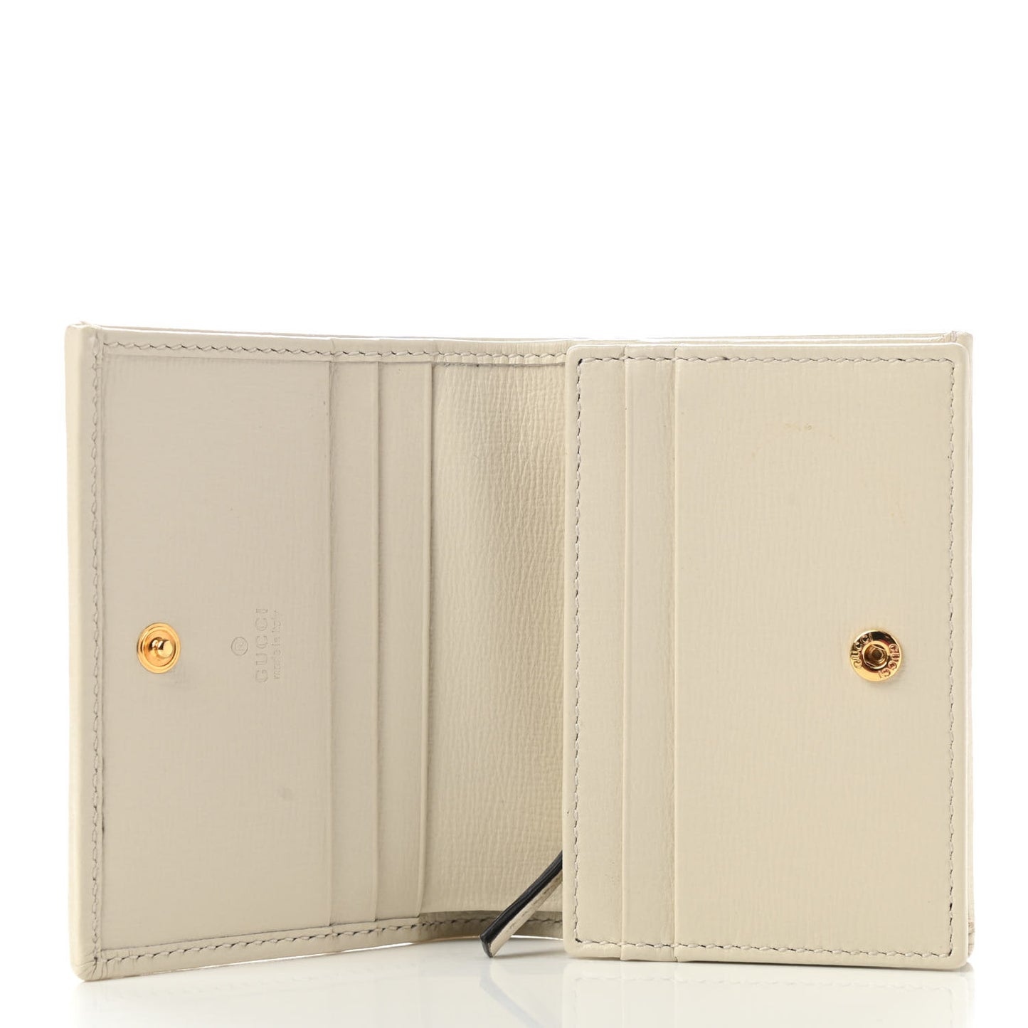GG Supreme Monogram Azalea Calfskin Horsebit 1955 Card Case Wallet Beige Ebony Mystic White