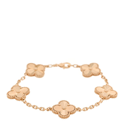 Van Cleef & Arpels 18K Yellow Gold 5 Motifs Guilloche Vintage Alhambra Bracelet 1 of 6