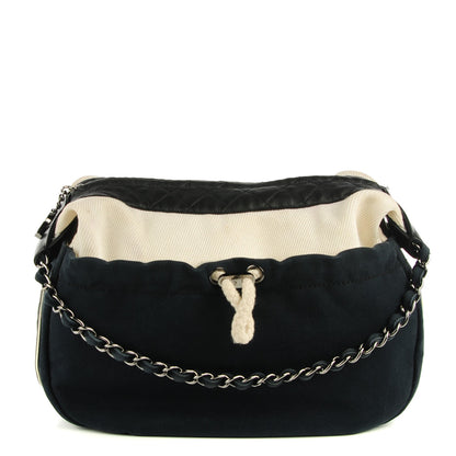 Chanel Canvas Calfskin CC Handbag Black White 1 of 7