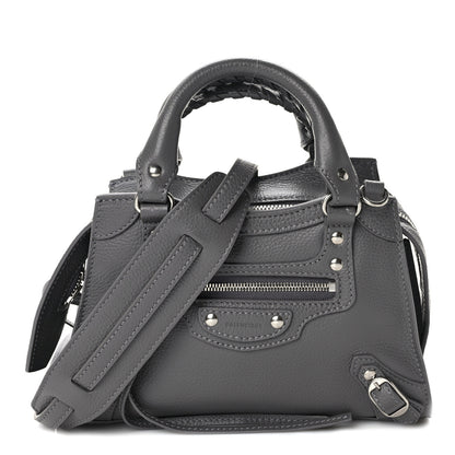 Balenciaga Grained Calfskin Neo Classic Silver Hardware Mini City Dark Grey 1 of 11
