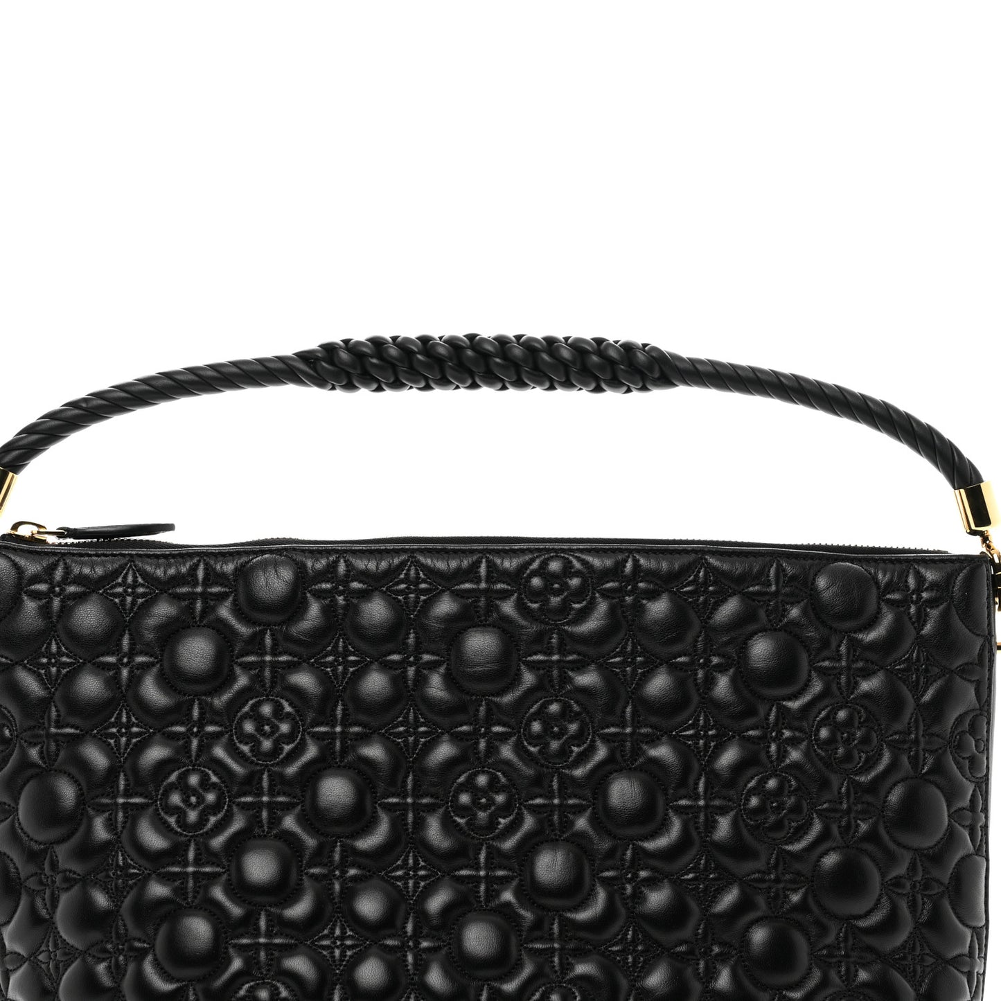 Lambskin Quilted Flowers Triangle Softy Black