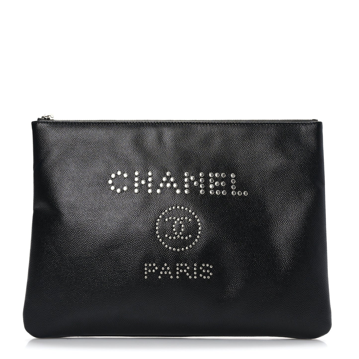 Caviar Studded Medium Deauville Pouch Black