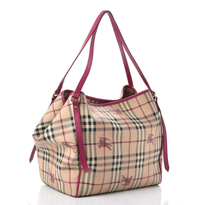 Burberry Haymarket Check Medium Canterbury Tote Bright Rhubarb Pink 3 of 13