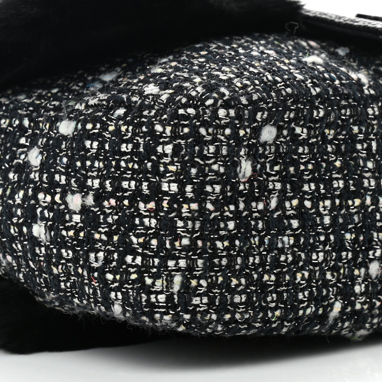 Rabbit Fur Tweed Lizard Small Fantasy Flap Black White