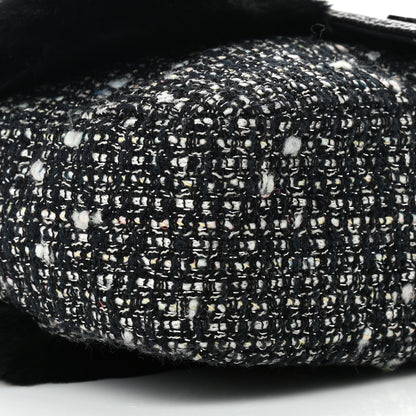 Chanel Rabbit Fur Tweed Lizard Small Fantasy Flap Black White 8 of 9