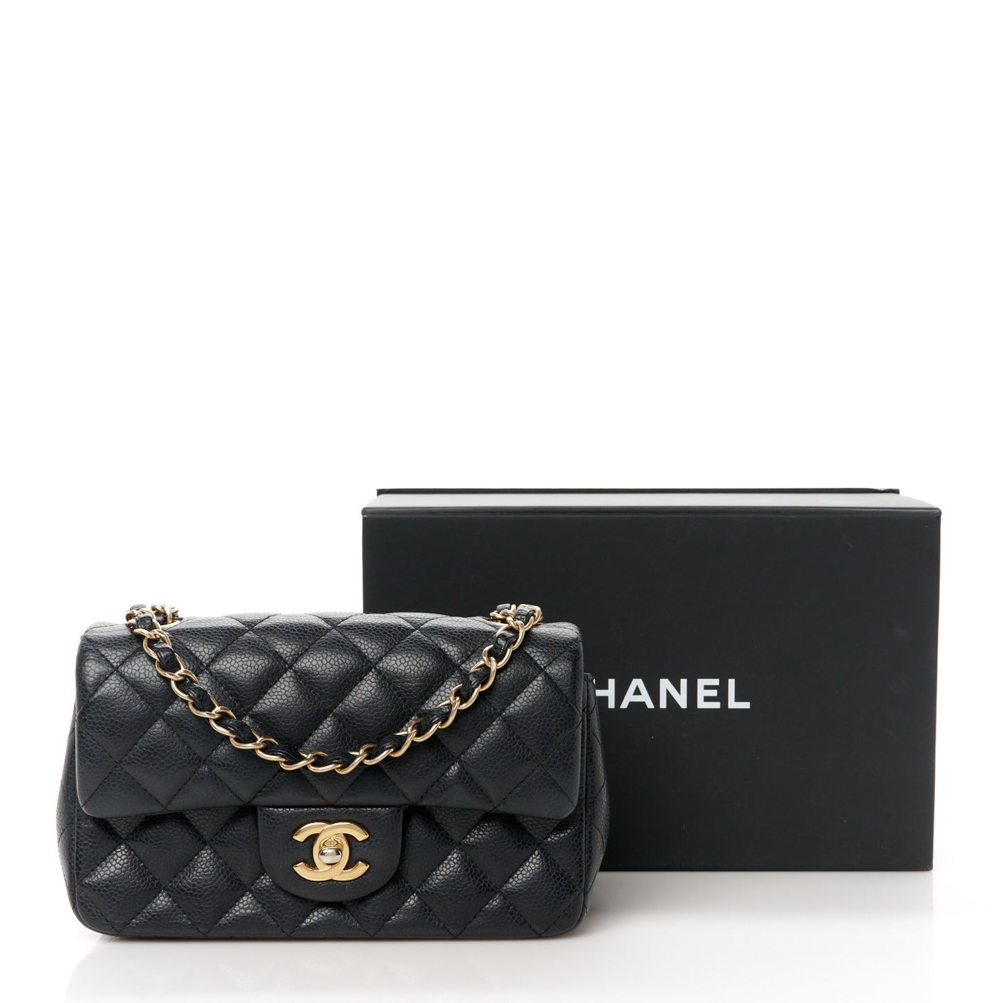 Caviar Quilted Mini Rectangular Flap Black