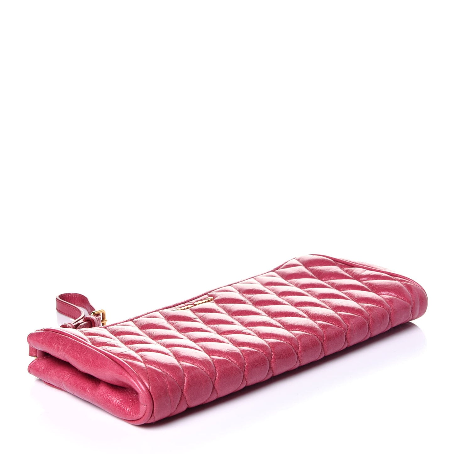Vitello Shine Quilted Wristlet Peonia