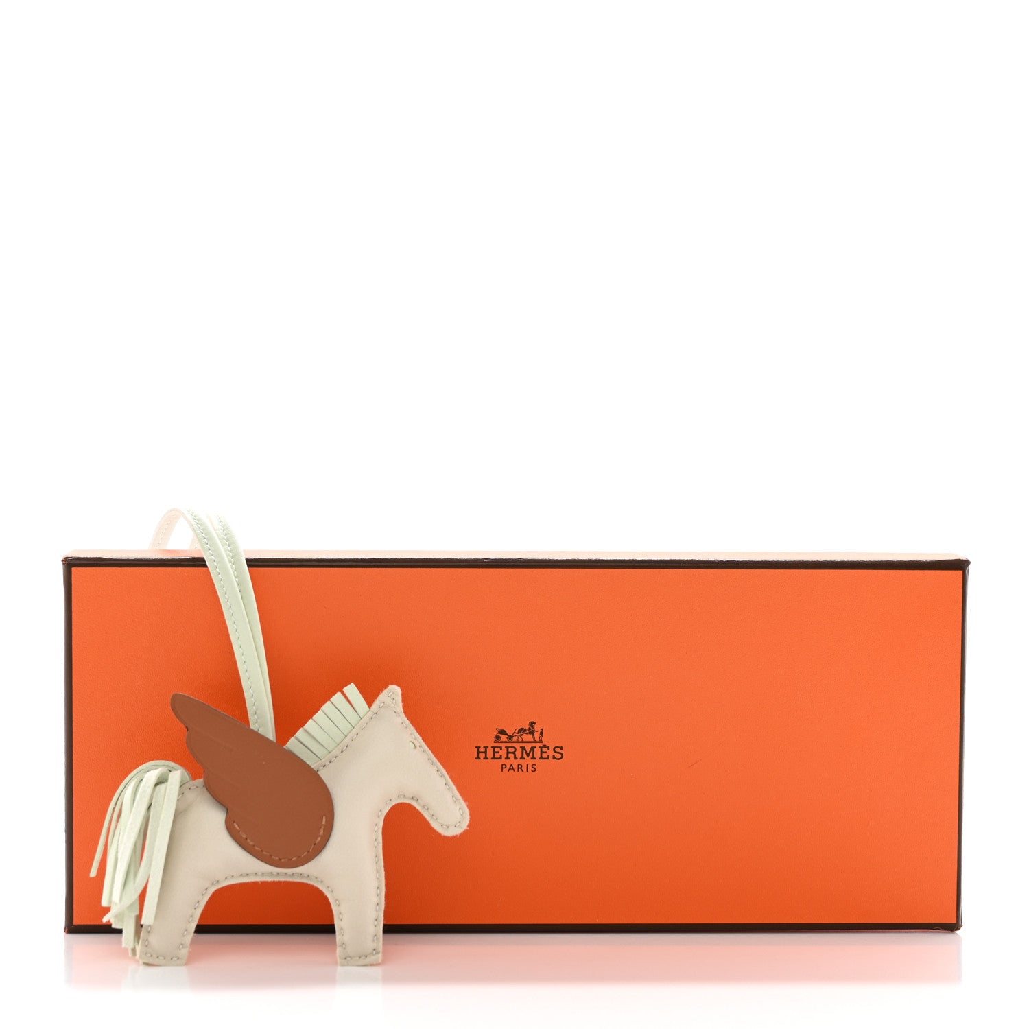 Hermes Milo Lambskin Grigri Rodeo Pegase Horse Bag Charm PM Craie Vert Fizz Gold 6 of 6