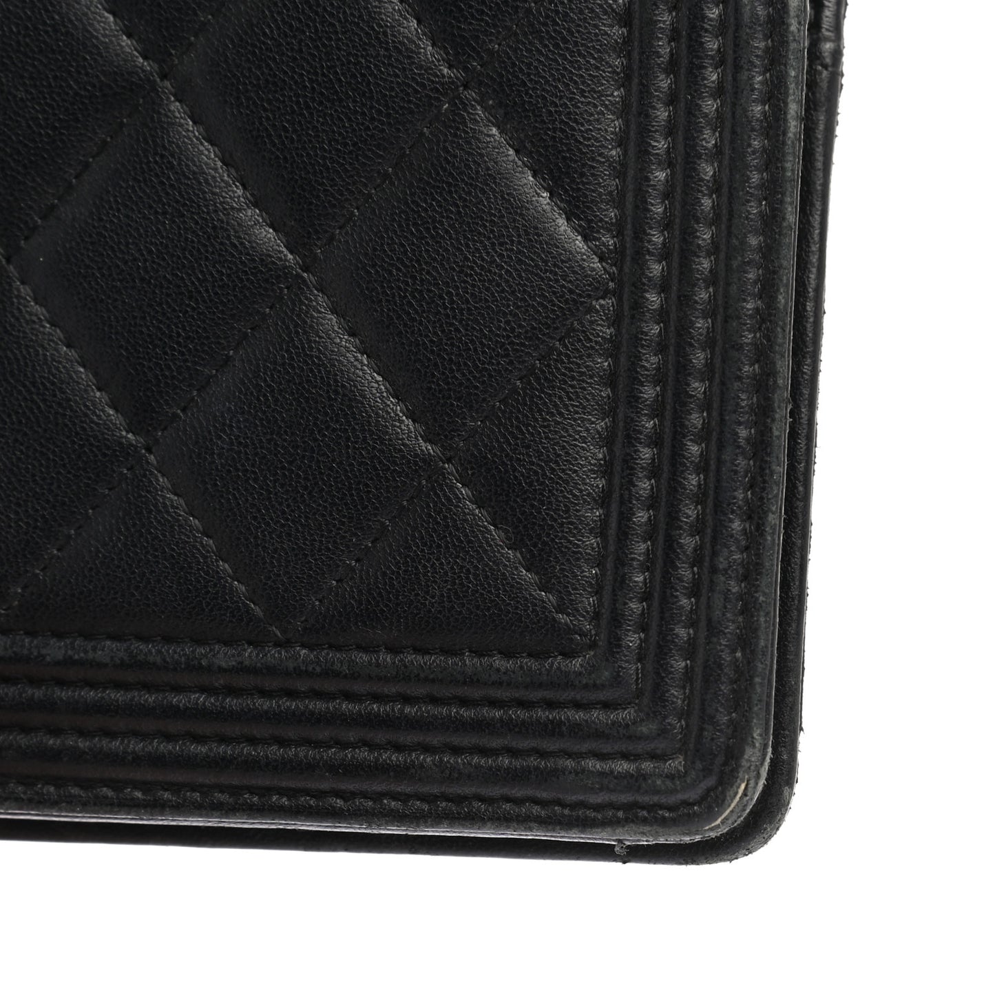 Lambskin Quilted Boy Yen Wallet Black