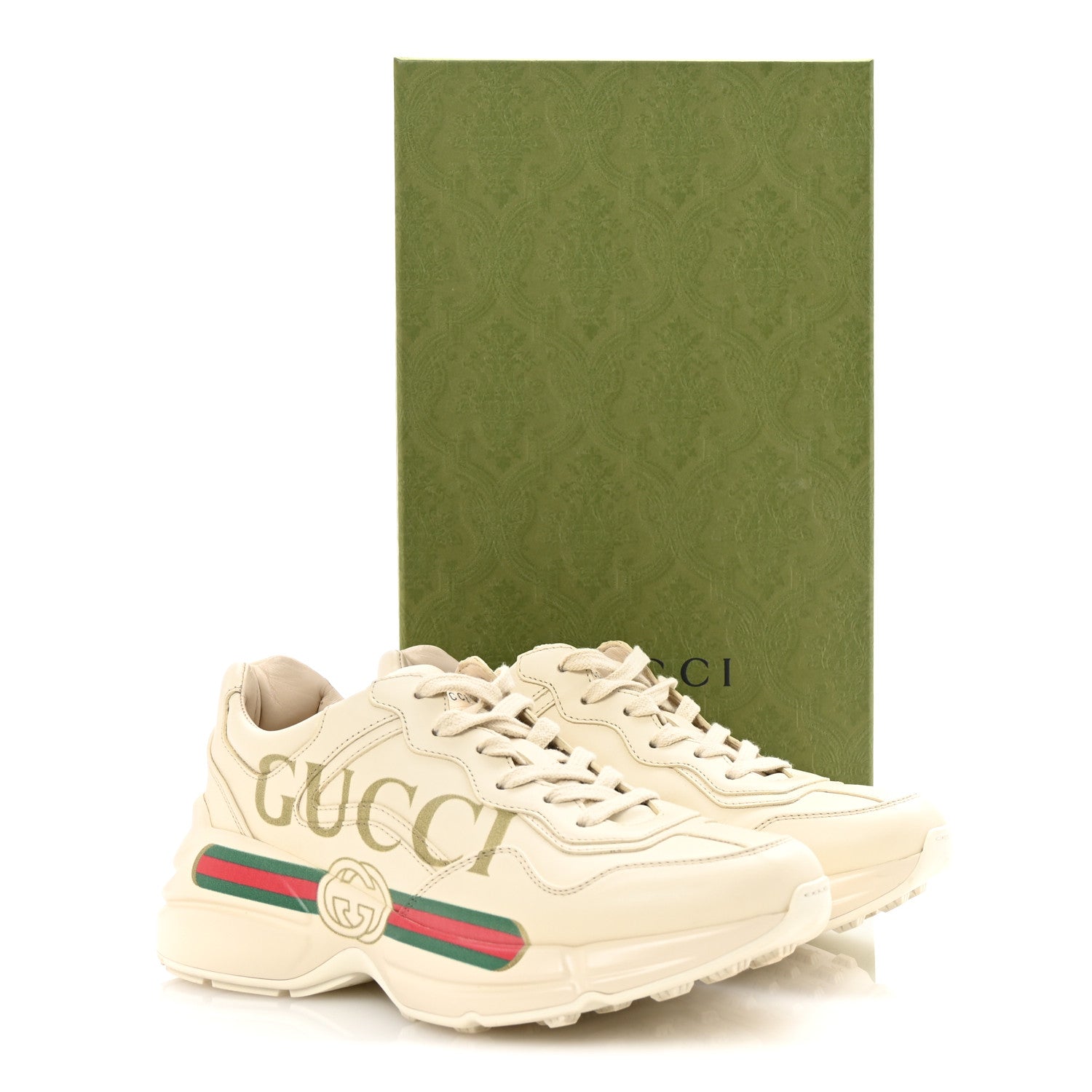 Gucci Calfskin Logo Womens Rhyton Sneakers 37 Ivory 10 of 10