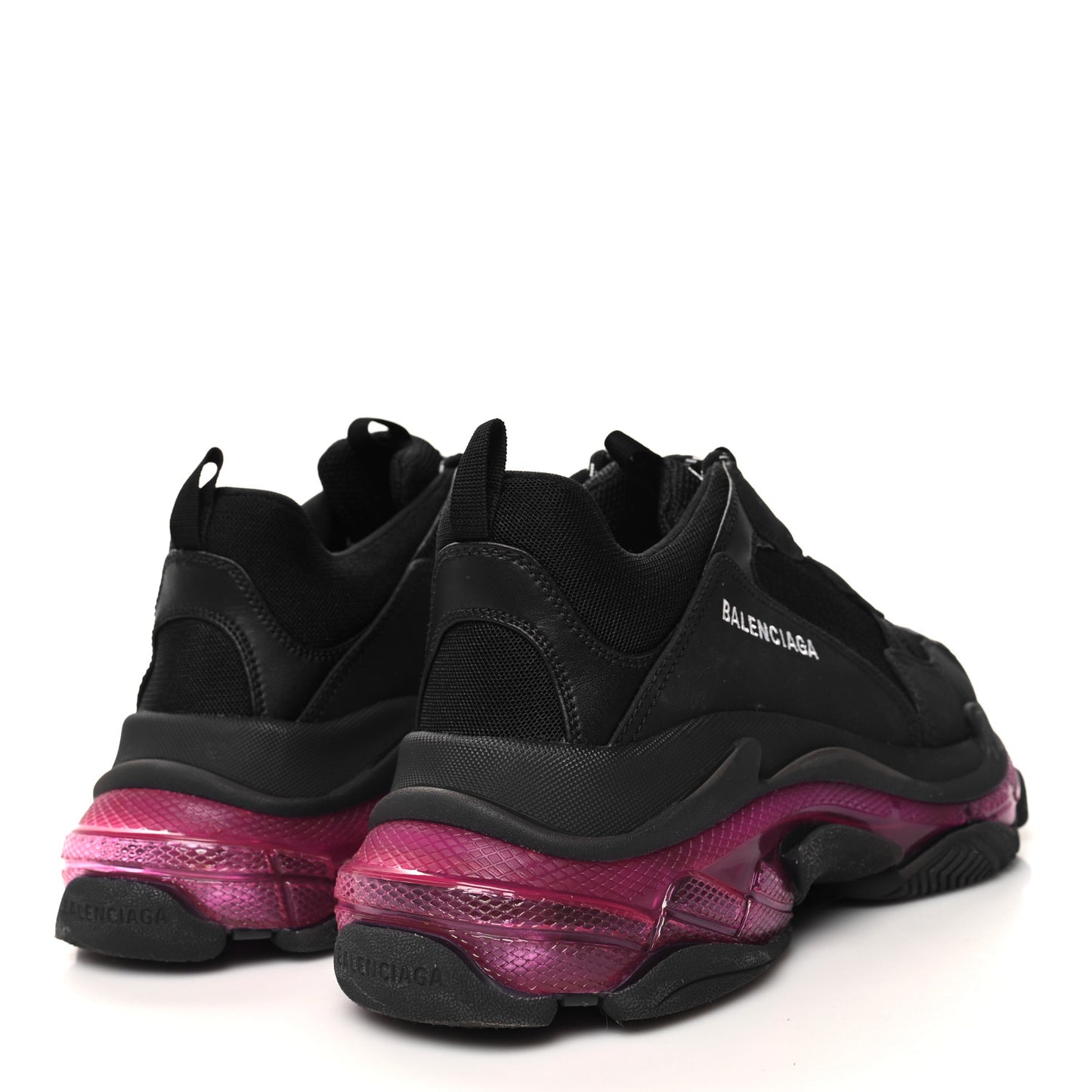 Fabric Mesh Clear Sole Mens Triple S Sneakers 43 Black Pink Neon