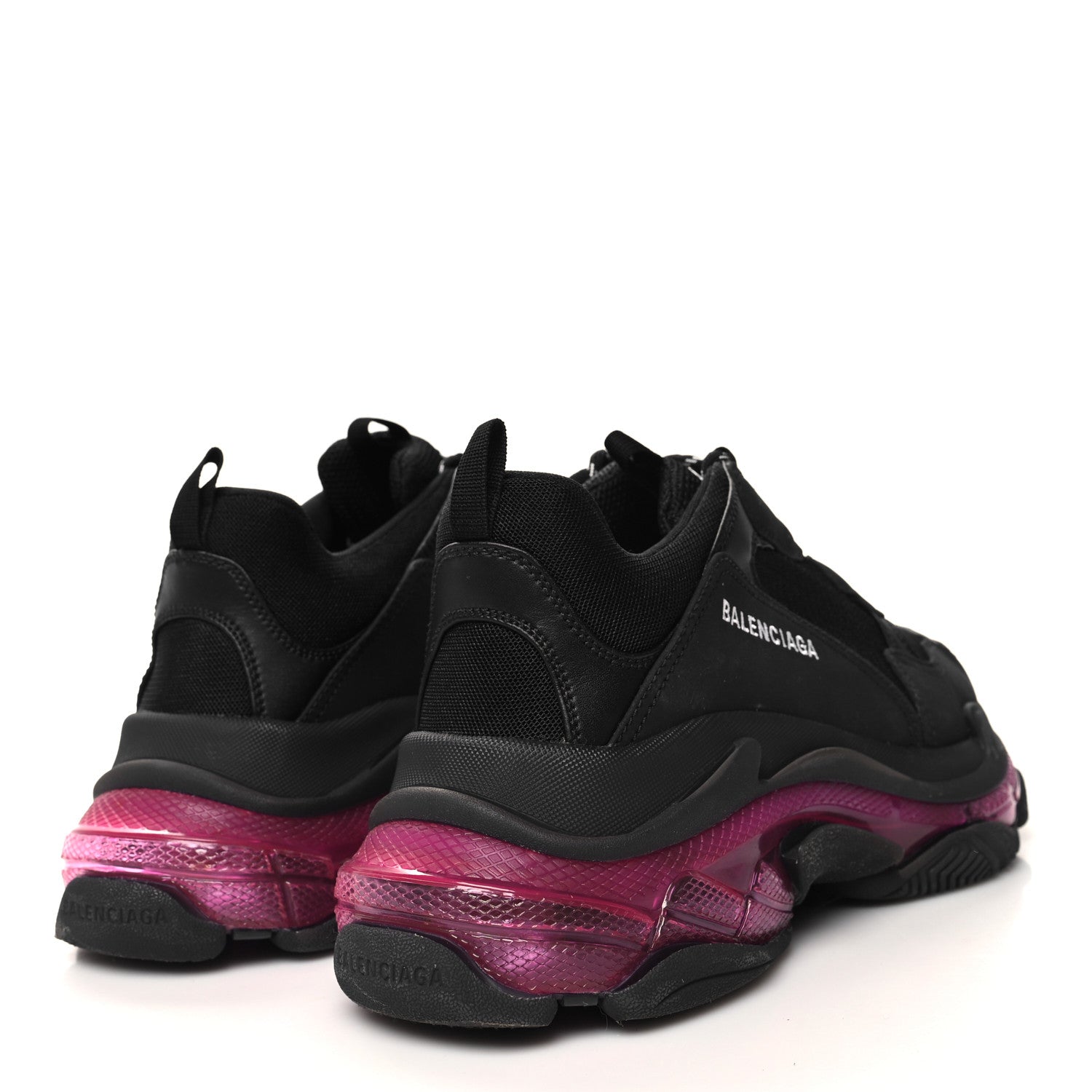 Balenciaga Fabric Mesh Clear Sole Mens Triple S Sneakers 43 Black Pink Neon 4 of 7