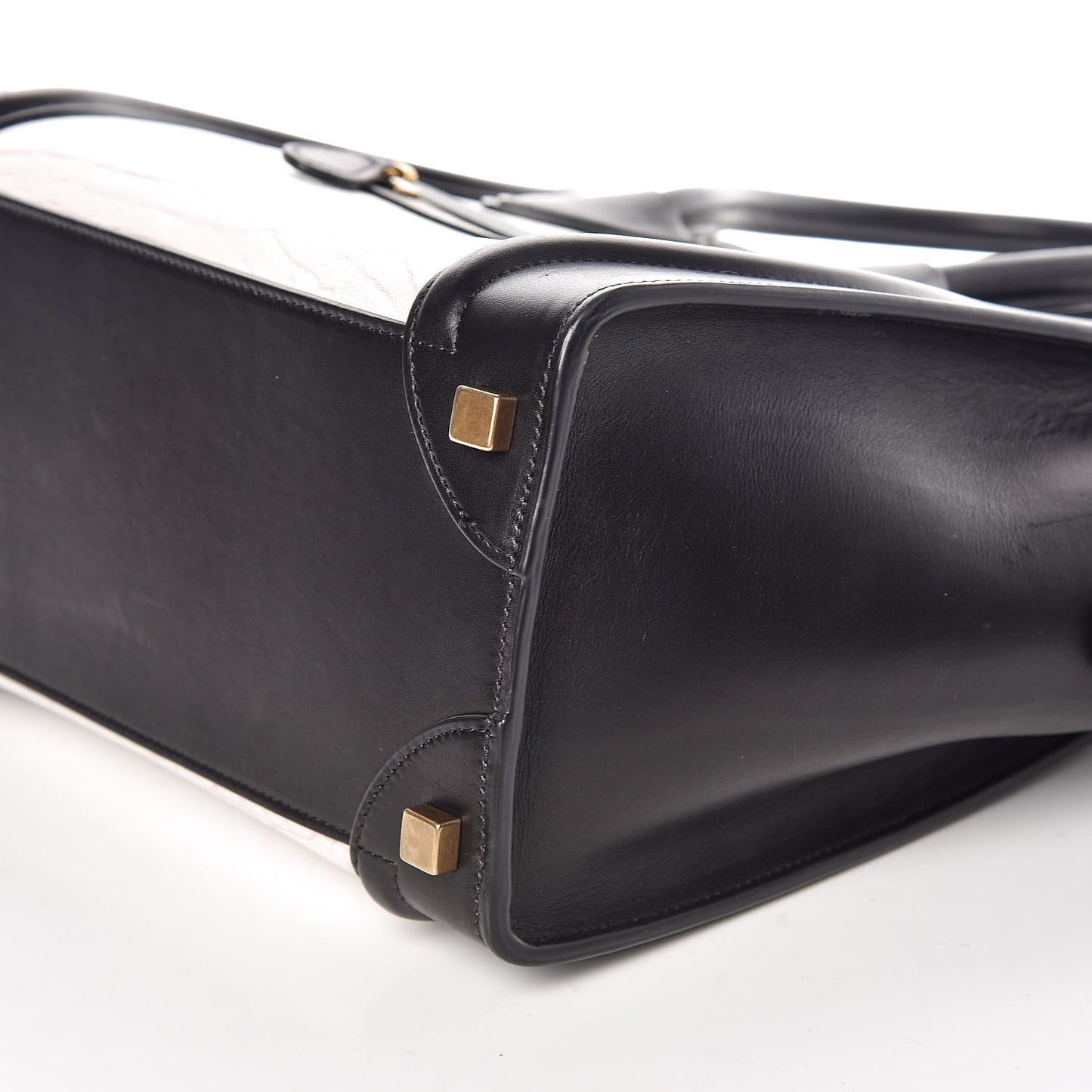 Shrunken Lambskin Micro Bi-Color Luggage Black White