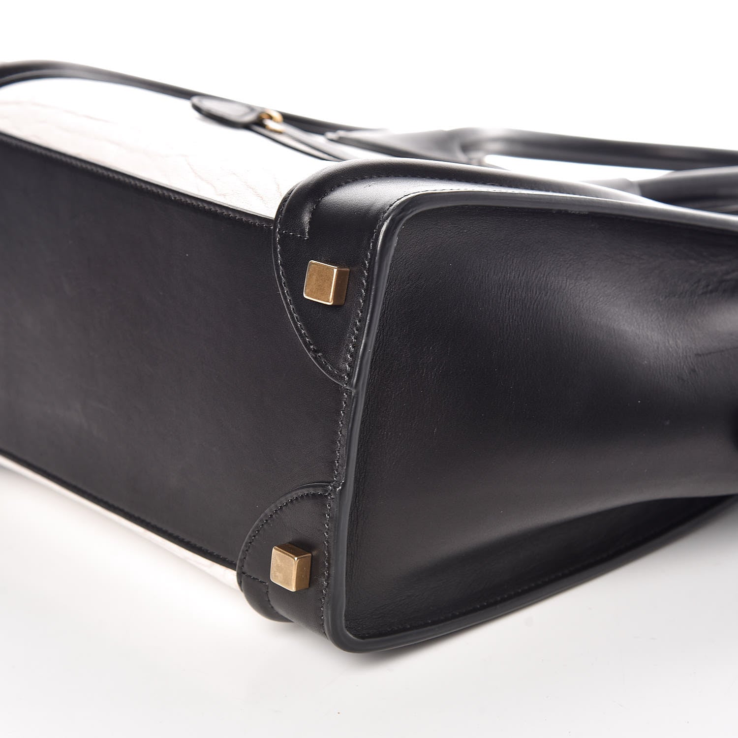 Celine Shrunken Lambskin Micro Bi-Color Luggage Black White 6 of 9