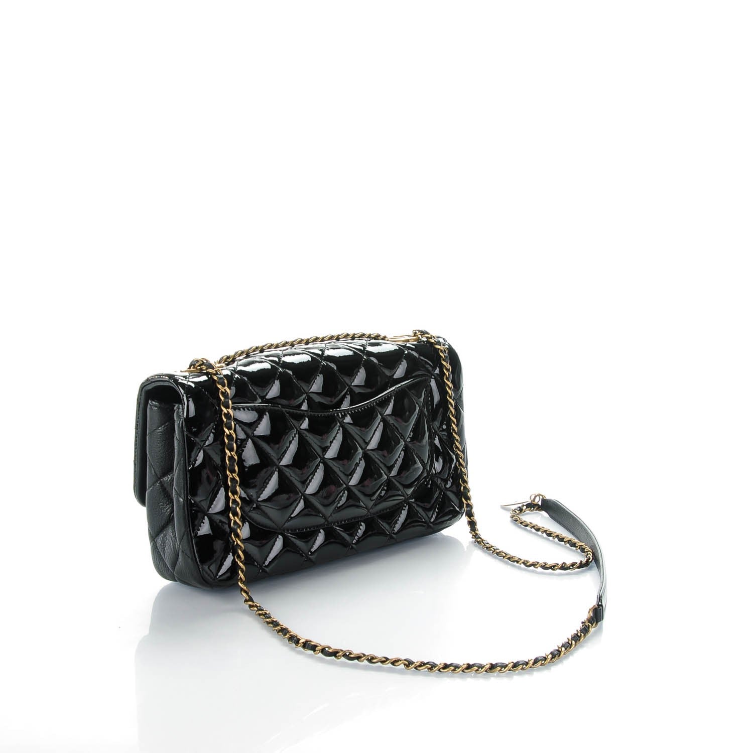 Chanel Patent Goatskin Quilted Medium CC Eyelet Flap Black 3 of 8