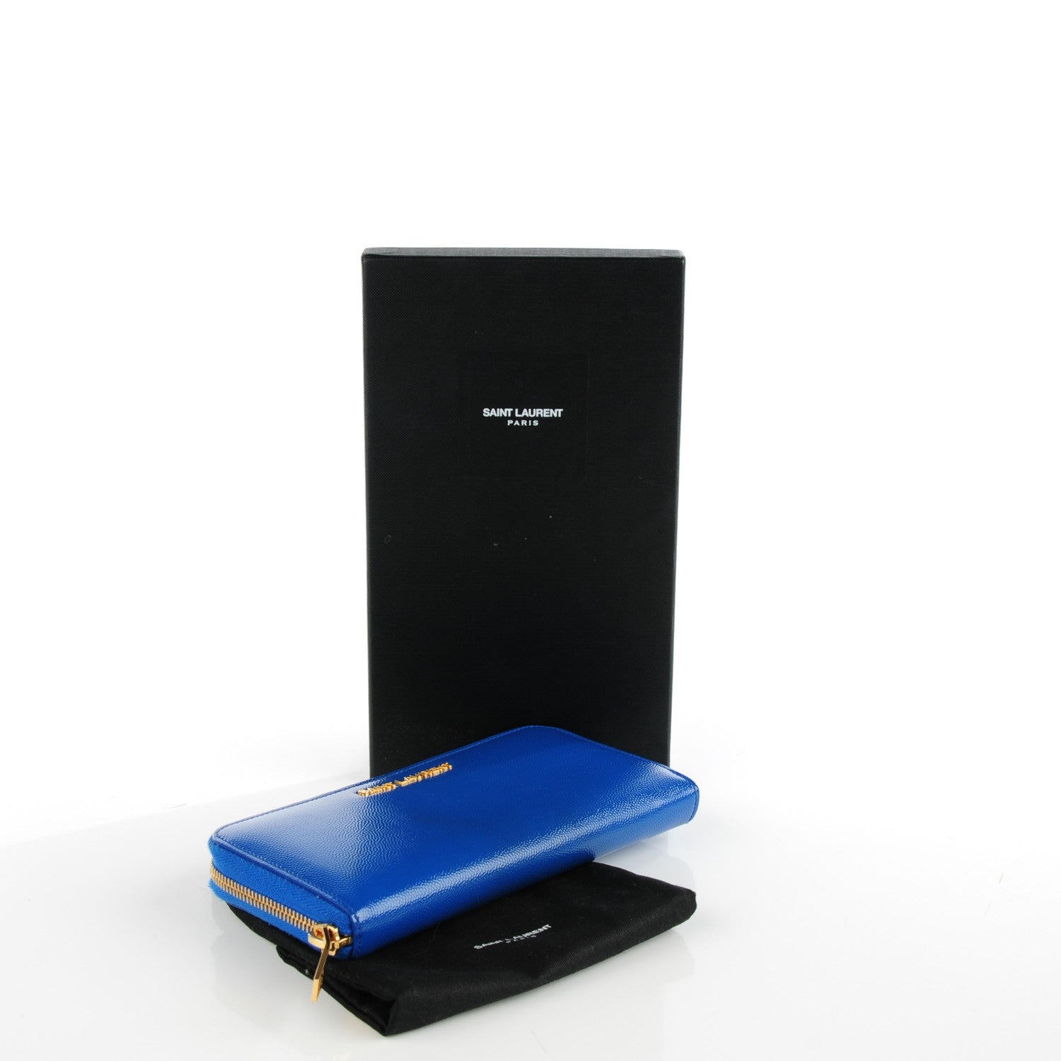 Saint Laurent Grain De Poudre Classic Letters Zip Around Wallet Royal Blue 4 of 6