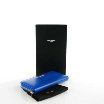 Saint Laurent Grain De Poudre Classic Letters Zip Around Wallet Royal Blue 4 of 6