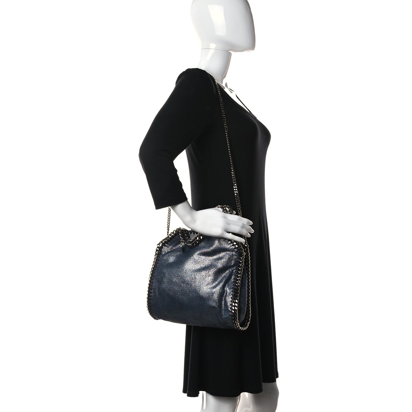 Chamois Shiny Dotted Mini Falabella Crossbody Navy