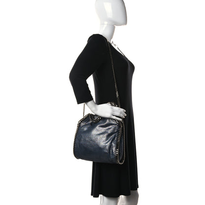 Stella McCartney Chamois Shiny Dotted Mini Falabella Crossbody Navy 2 of 10